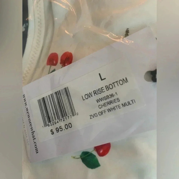 We WORE WHAT Cherries Swimsuit Bottom Size L Low Rise - Picture 3 of 3